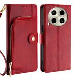 Per Tecno Camon 30 Custodia in pelle con cerniera (rosso)