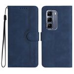 Per Infinix Hot 50 Pro+ 4G Custodia in pelle con motivo a cuore (blu reale)