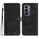 Per Infinix Hot 50 Pro+ 4G Custodia in pelle con motivo a cuore (nero)