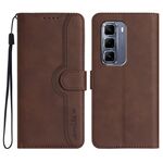 Per Infinix Hot 50 Pro+ 4G Custodia in pelle con motivo a cuore (marrone)
