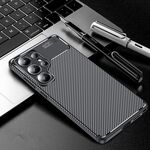Per Samsung Galaxy S25 Ultra 5G Custodia per telefono in TPU antiurto con trama in fibra di carbonio (nero)