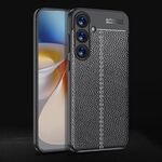 Per Samsung Galaxy S25 5G Custodia per telefono in TPU antiurto con texture litchi (nero)