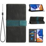 Per Samsung Galaxy S25+ 5G Custodia in pelle con cuciture a griglia e cordino (nero)