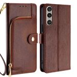 Per Sony Xperia 1 VI Custodia in pelle con cerniera (marrone)