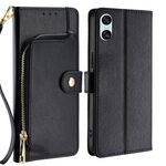 Per Sony Xperia 10 VI Custodia in pelle con cerniera (nero)