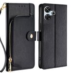 Per Redmi 13 4G Custodia in pelle con cerniera (nero)