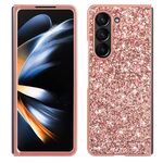 Per Samsung Galaxy Z Fold6 Custodia per telefono in TPU antiurto con polvere glitterata (oro rosa)