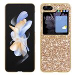 Per Samsung Galaxy Z Flip6 Custodia per telefono in TPU antiurto con polvere glitterata (oro)