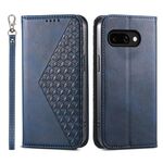 Per Google Pixel 9a Custodia per telefono magnetica in pelle di vitello con griglia cubica (blu)