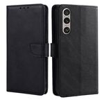Per Sony Xperia 1 VI Custodia per telefono in pelle con fibbia a ribalta e texture in vitello (nero)