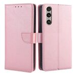 Per Sony Xperia 1 VI Custodia in pelle con fibbia a ribalta e texture in vitello (oro rosa)