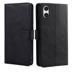 Per Sony Xperia 10 VI Custodia per telefono in pelle con fibbia a ribalta e texture in vitello (nero)