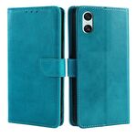 Per Sony Xperia 10 VI Custodia per telefono in pelle con fibbia a ribalta e texture in vitello (azzurro chiaro)