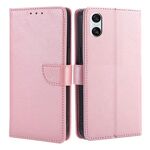 Per Sony Xperia 10 VI Custodia in pelle con fibbia a ribalta e texture in vitello (oro rosa)
