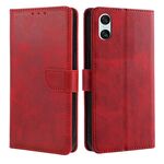 Per Sony Xperia 10 VI Custodia in pelle con fibbia a ribalta e texture in vitello (rosso)