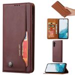 Per Samsung Galaxy S25+ 5G Custodia in pelle con texture Knead Skin Flip (rosso vino)