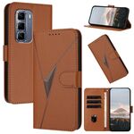 Per Infinix Hot 50 Pro+ 4G Custodia in pelle con fibbia a motivo triangolare (marrone)