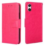 Per Sony Xperia 10 VI Custodia in pelle con texture di cristallo (rosso rosa)
