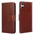 Per Sony Xperia 10 VI Custodia in pelle con texture di cristallo (marrone)