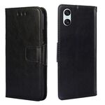 Per Sony Xperia 10 VI Custodia in pelle con texture di cristallo (nero)