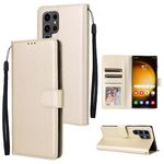 Per Samsung Galaxy S25 Ultra 5G Custodia per telefono in pelle multifunzionale con 3 slot per schede (oro)
