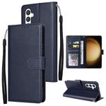 Per Samsung Galaxy S25+ 5G Custodia per telefono in pelle multifunzionale con 3 slot per schede (blu)
