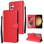 Per Samsung Galaxy S25+ 5G Custodia per telefono in pelle multifunzionale con 3 slot per schede (rosso)