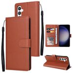 Per Samsung Galaxy S25 5G Custodia per telefono in pelle multifunzionale con 3 slot per schede (marrone)