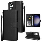 Per Samsung Galaxy S25 5G Custodia per telefono in pelle multifunzionale con 3 slot per schede (nero)