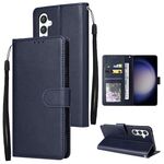 Per Samsung Galaxy S25 5G Custodia per telefono in pelle multifunzionale con 3 slot per schede (blu)