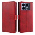 Per Infinix Note 40 5G Custodia per telefono in pelle con fibbia a ribalta e texture in vitello (rosso)