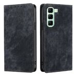 Per Infinix Hot 50 4G RFID Anti-furto Spazzola Magnetico Custodia in Pelle per Telefono (Nero)