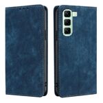 Per Infinix Hot 50 5G RFID Anti-furto Spazzola Magnetico Custodia in Pelle per Telefono (Blu)
