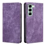 Per Infinix Hot 50 5G RFID Anti-furto Spazzola Magnetico Custodia in Pelle per Telefono (Viola)