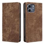 Per Infinix Hot 50i RFID Anti-furto Spazzola Magnetico Custodia in Pelle per Telefono (Marrone)