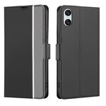 Per Sony Xperia 10 VI Custodia in pelle con pulsanti laterali in twill texture (nero)