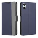 Per Sony Xperia 10 VI Custodia in pelle con pulsanti laterali in twill texture (blu)