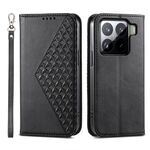 Per Xiaomi 15 Custodia per telefono magnetica in pelle di vitello con griglia cubica (nera)