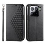 Per Xiaomi 15 Pro Custodia per telefono in pelle magnetica con texture di vitello a griglia cubica (nero)
