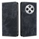 Per Redmi 14C 4G RFID Anti-furto Spazzola Magnetico Custodia in Pelle per Telefono (Nero)