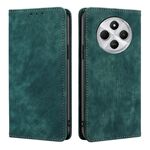 Per Redmi 14C 4G RFID Anti-furto Spazzola Magnetico Custodia in Pelle per Telefono (Verde)