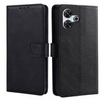 Per Redmi 13 4G Custodia per telefono in pelle con fibbia a ribalta con texture di vitello (nero)