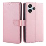 Per Redmi 13 4G Custodia per telefono in pelle con fibbia a ribalta con texture in vitello (oro rosa)