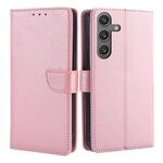 Per Samsung Galaxy S25 5G Custodia per telefono in pelle con fibbia a ribalta con texture di vitello (oro rosa)