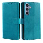 Per Samsung Galaxy S25+ 5G Custodia per telefono in pelle con fibbia a ribalta e texture in vitello (azzurro chiaro)