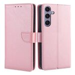 Per Samsung Galaxy S25+ 5G Custodia per telefono in pelle con fibbia a ribalta e texture in vitello (oro rosa)