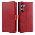 Per Samsung Galaxy S25+ 5G Custodia per telefono in pelle con fibbia a ribalta con texture di vitello (rosso)