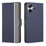 Per Redmi 13 4G Custodia in pelle con pulsanti laterali in twill texture (blu)