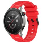 Per Amazfit 22mm Vertical Pattern Black Buckle Silicone Watch Band (Rosso)