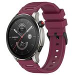 Per Amazfit Watch 22mm Vertical Pattern Black Buckle Silicone Watch Band (Rosso Vino)